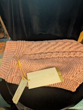 Rachel Zoe Blush Cable Knit Dog Sweater